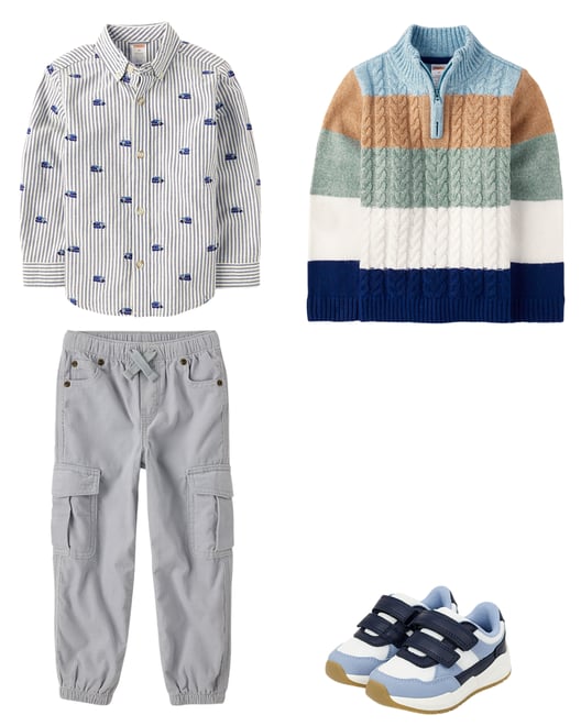 2nd bundle featuring 3 items which compliment Boys Schiffli Train Oxford Button Up Shirt