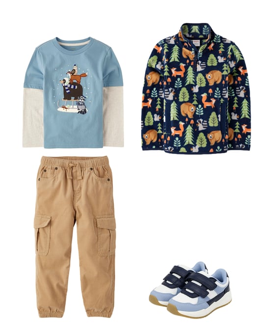 1st bundle featuring 3 items which compliment Boys Animal Microfleece Half Zip Pullover