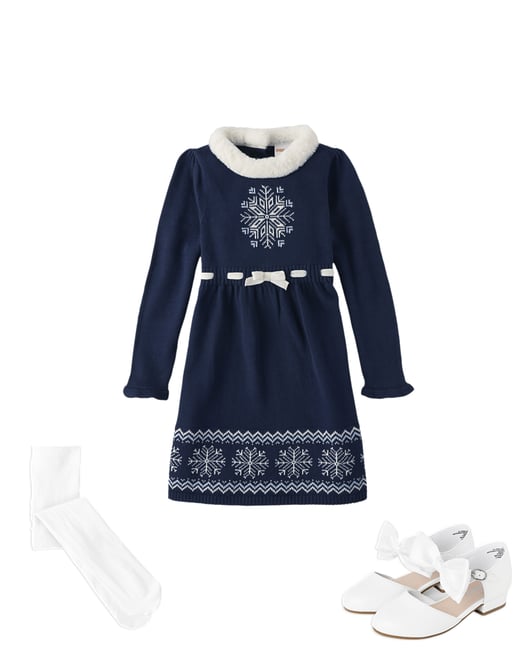 2nd bundle featuring 2 items which compliment Girls Snowflake Fairisle Sweater Dress