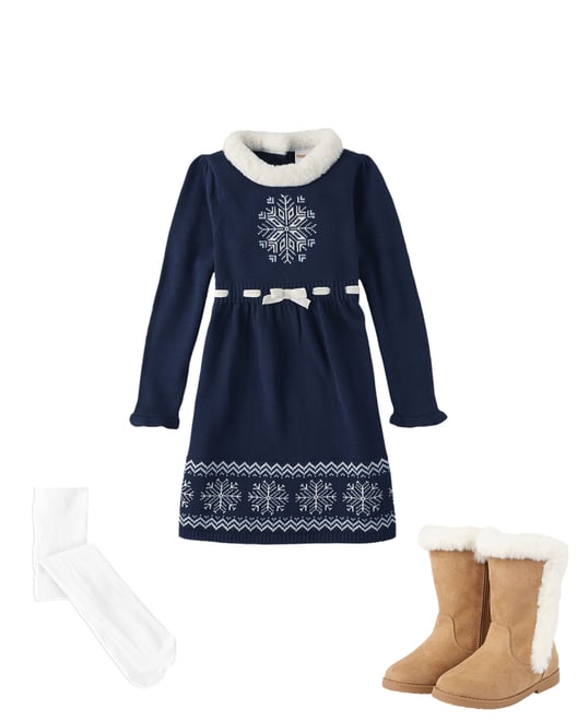 3rd bundle featuring 2 items which compliment Girls Snowflake Fairisle Sweater Dress