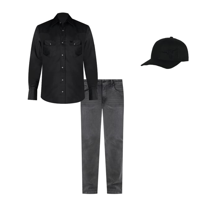 Cowboy Cut® Firm Finish Long Sleeve Western Snap Solid Work Shirt in Black