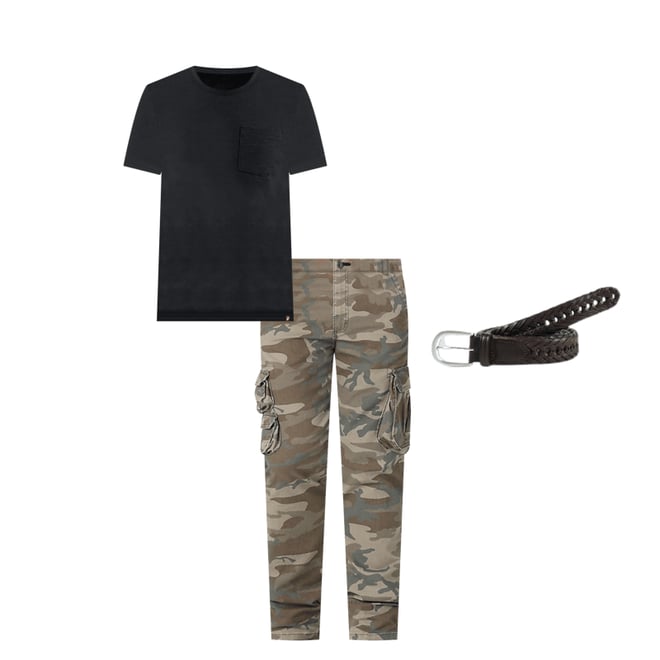 Men's Wrangler® Flex Tapered Cargo Pant in Brown Jungle Camo