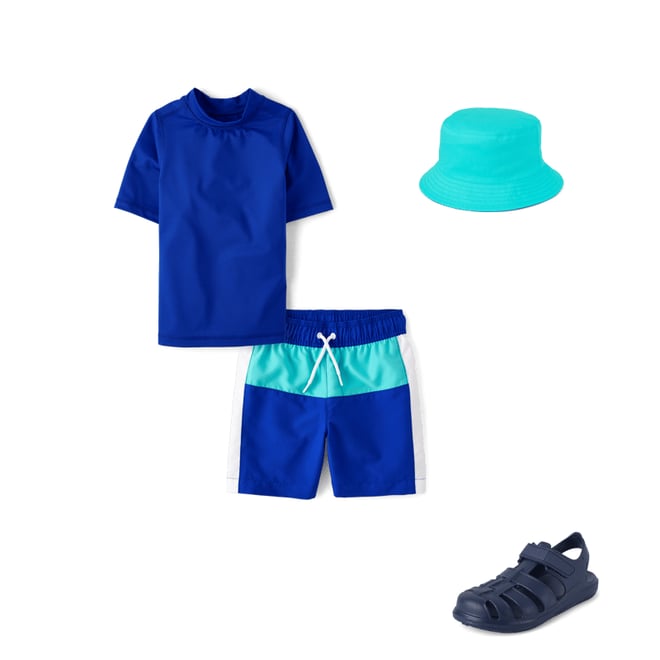 4th bundle featuring 3 items which compliment Boys Colorblock Swim Trunks