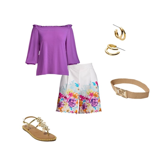 So Chic Off The Shoulder Top Iris Orchid