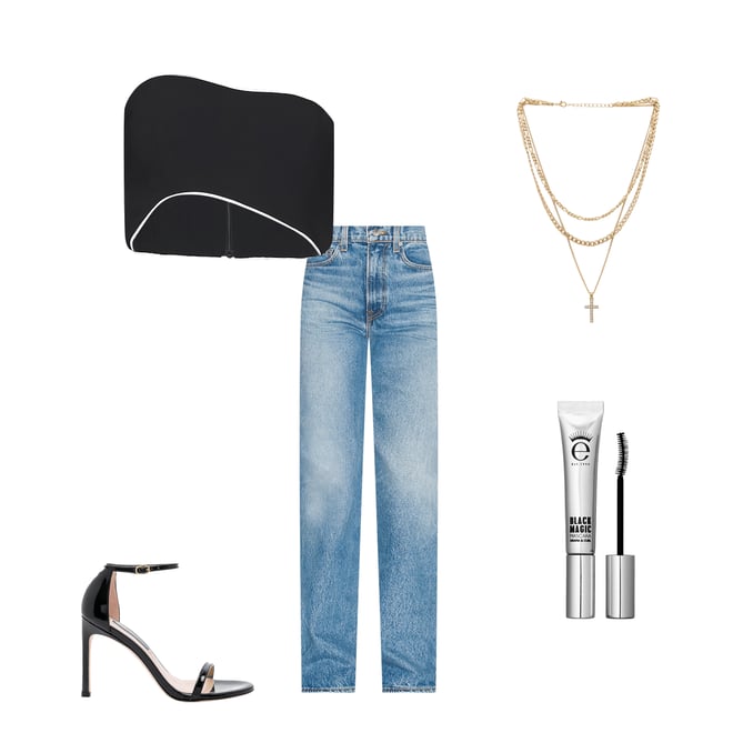 6th bundle featuring 4 items which compliment Sara Super High Rise Slim Straight Jeans