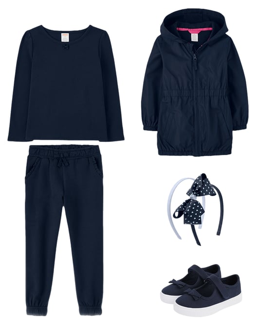Girls Long Sleeve Windbreaker Jacket - Uniform - BLUE