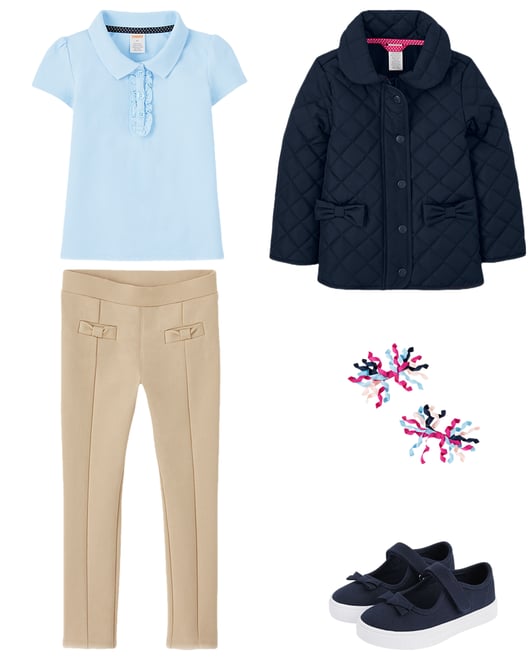 1st bundle featuring 4 items which compliment Girls Stain-Resistant Ruffle Polo