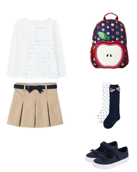 3rd bundle featuring 4 items which compliment Girls Embroidered Apple Backpack