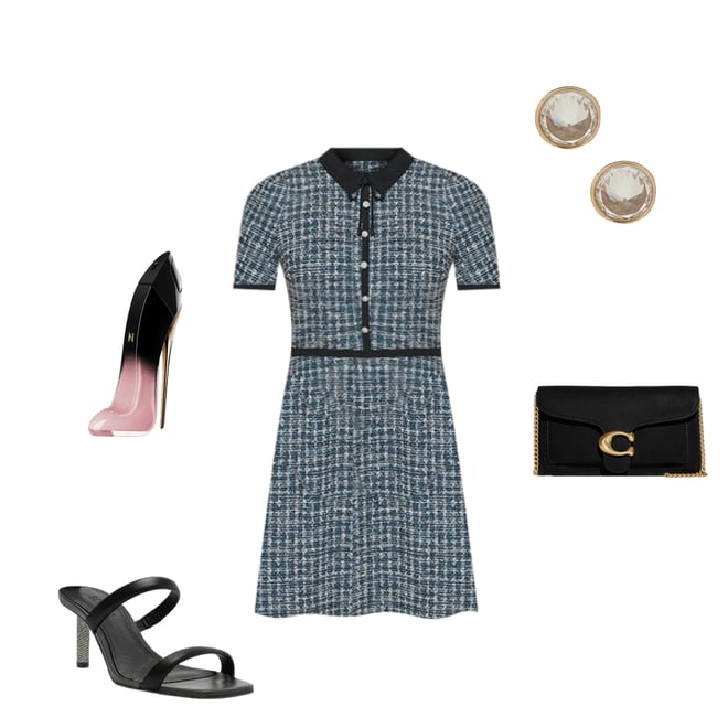 KARL LAGERFELD PARIS Women's Multi Boucle Knit Tweed A-Line