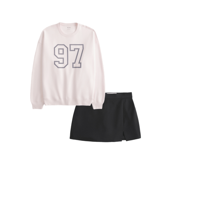 Oversized Number Graphic Crew Sweatshirt