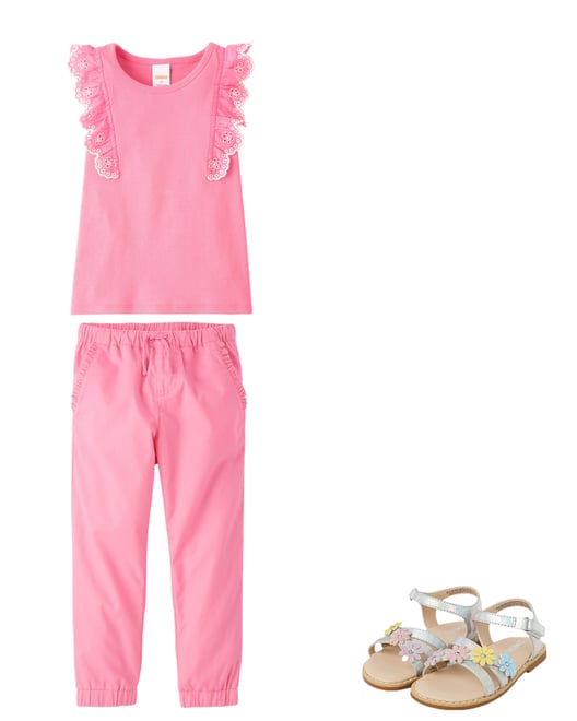 Girls Roll Cuff Twill Skimmer Shorts - Bright pink