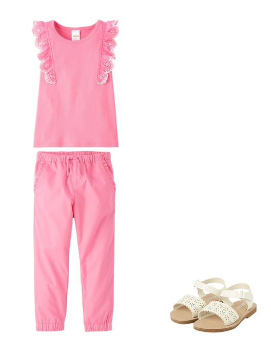 Girls Roll Cuff Twill Skimmer Shorts - Bright pink