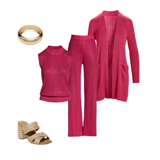 Rhinestone Pocket Lounge Cardigan Bright Pink