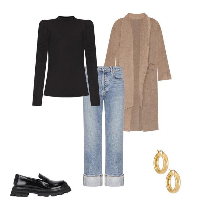 3rd bundle featuring 4 items which compliment Shirred Sleeve Turtleneck Top