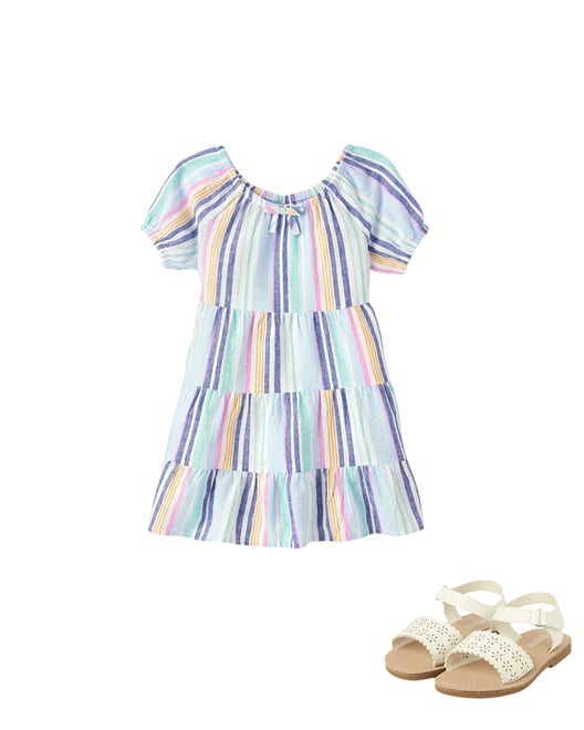 2nd bundle featuring 1 items which compliment Girls Striped Linen-Blend Tiered Dress