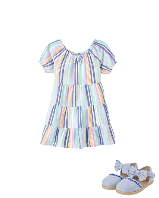 3rd bundle featuring 1 items which compliment Girls Striped Linen-Blend Tiered Dress