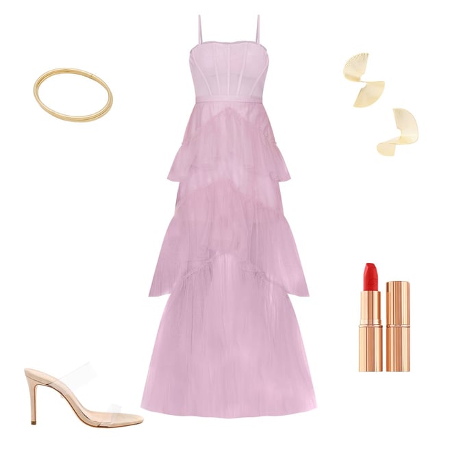 BCBGMAXAZRIA Corset Tulle Gown in Orchid | REVOLVE