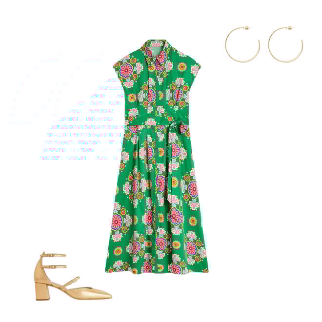 5th bundle featuring 2 items which compliment Rachel Cotton Midi Shirt Dress-Rich Emerald, Meadow Posy