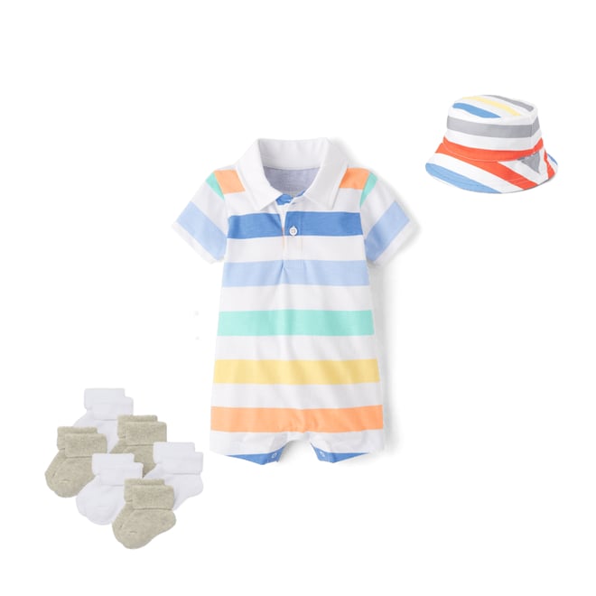 9th bundle featuring 2 items which compliment Baby Boys Striped Reversible Bucket Hat