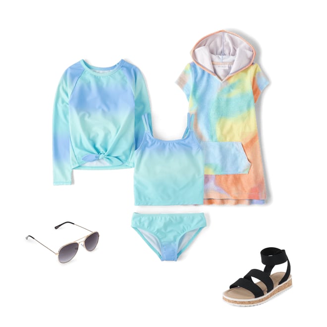 3rd bundle featuring 3 items which compliment Girls Rainbow Tie Dye Terry Swim Cover-Up
