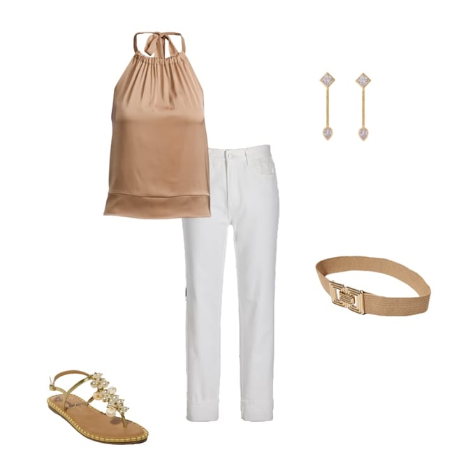 Haley Halter Charmeuse Blouse Champagne