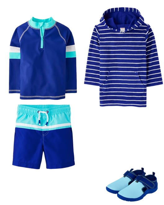 3rd bundle featuring 3 items which compliment Boys Striped Zip Rashguard