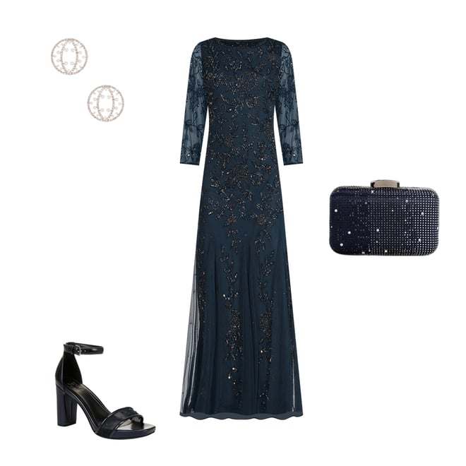 Pisarro nights beaded godet gown deals