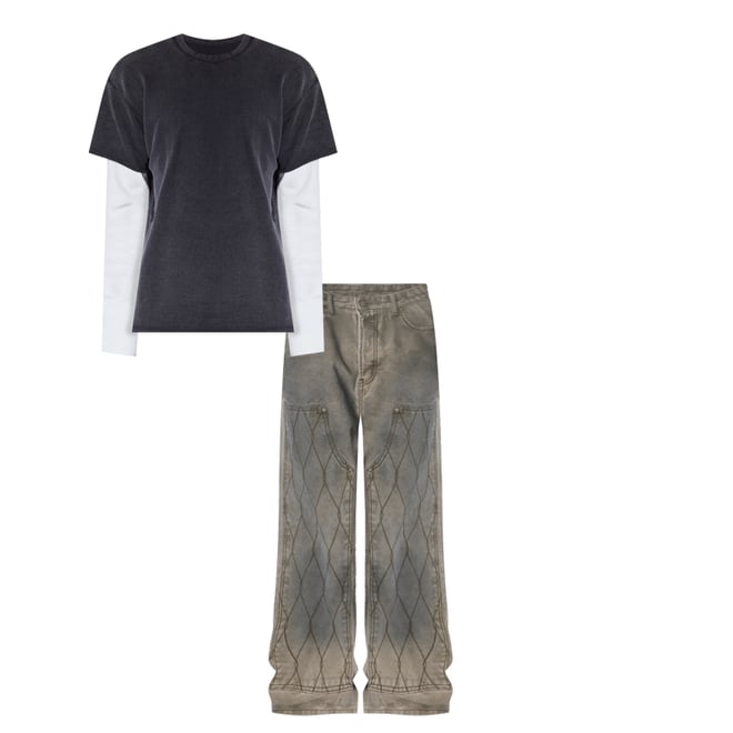 Ultra Baggy Chainlink Double Knee Pants - Khaki | mnml