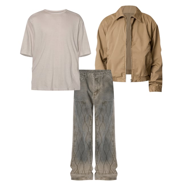 Ultra Baggy Chainlink Double Knee Pants - Khaki | mnml