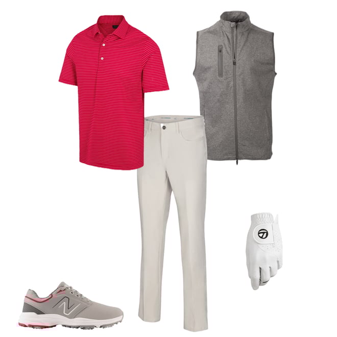 New Balance Brighton Golf Shoes Grey/Red - Carl's Golfland