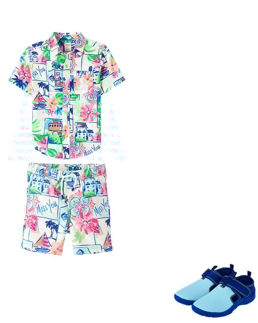 Mayoral Flat Short Set - White/Riviera