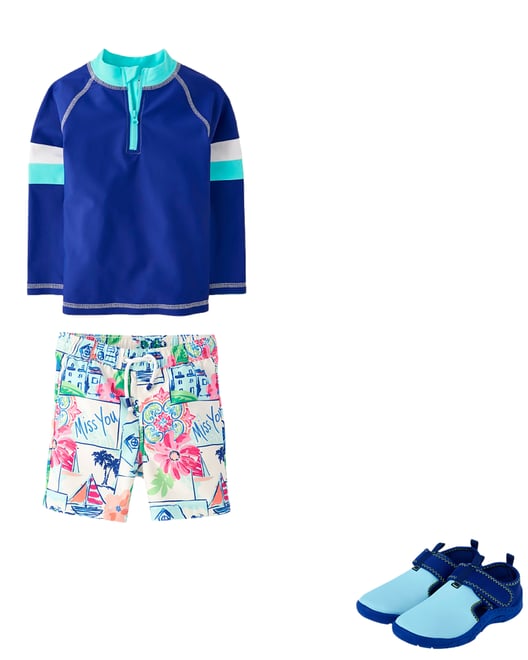 2nd bundle featuring 2 items which compliment Boys Striped Zip Rashguard