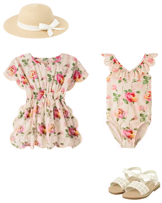 Girls Mommy And Me Rose Ruffle Dress - Blushing Blooms - Pink