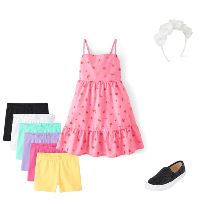 2nd bundle featuring 3 items which compliment Girls Floral Bow Back Poplin Tiered Dress