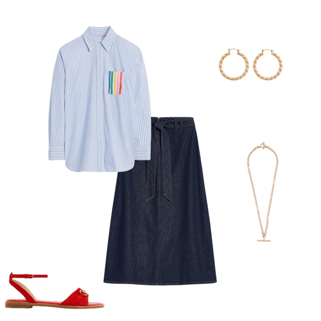 3rd bundle featuring 4 items which compliment Sadie Relaxed Cotton Shirt-Rainbow Stripe Placement