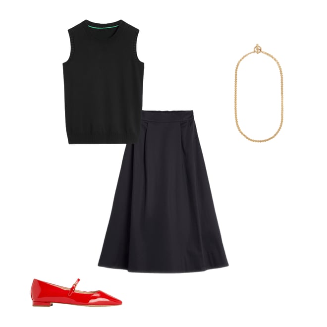 3rd bundle featuring 3 items which compliment Isabella Cotton Sateen Skirt-Black