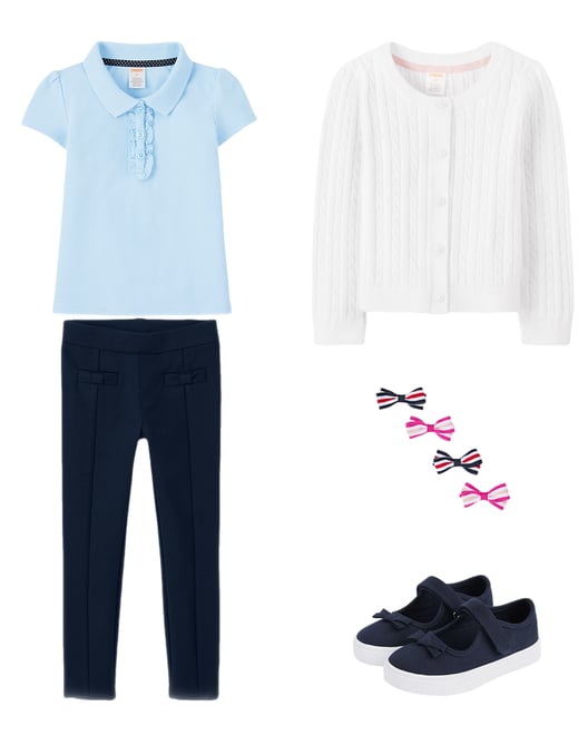 2nd bundle featuring 4 items which compliment Girls Stain-Resistant Ruffle Polo