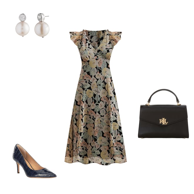 セール Ralph lauren 美ライン ワンピース レース Midi Dress レース フィット＆フレア ドレス （ミニ丈・ひざ丈ワンピース