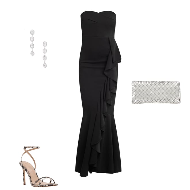 パーティードレス Strapless Bottom Ruffle Cotton Gown BCBGMAXAZRIA Strapless Bottom Ruffle Cotton Gown - Runway