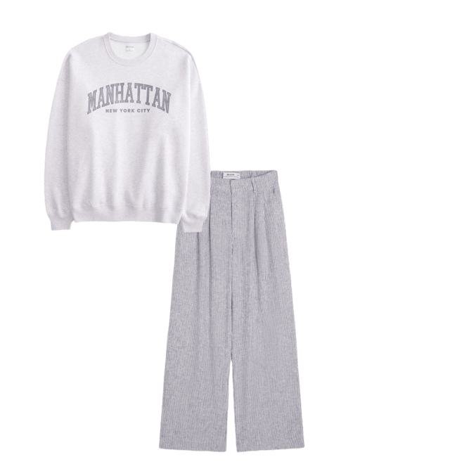 Oversized Manhattan New York Graphic Crew Sweatshirt