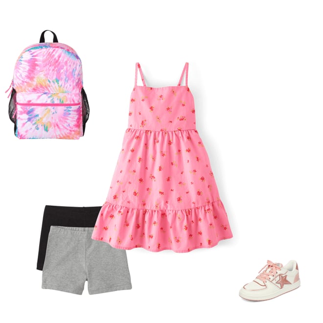 3rd bundle featuring 3 items which compliment Girls Floral Bow Back Poplin Tiered Dress
