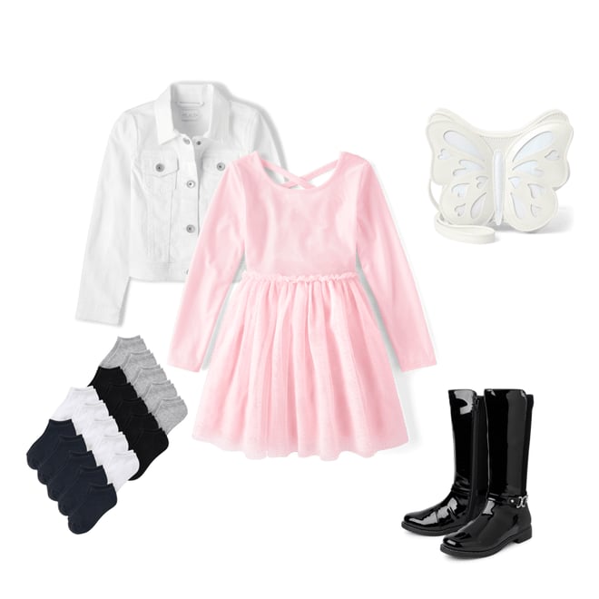 2nd bundle featuring 4 items which compliment Girls Cross Back Glitter Velour Tutu Dress