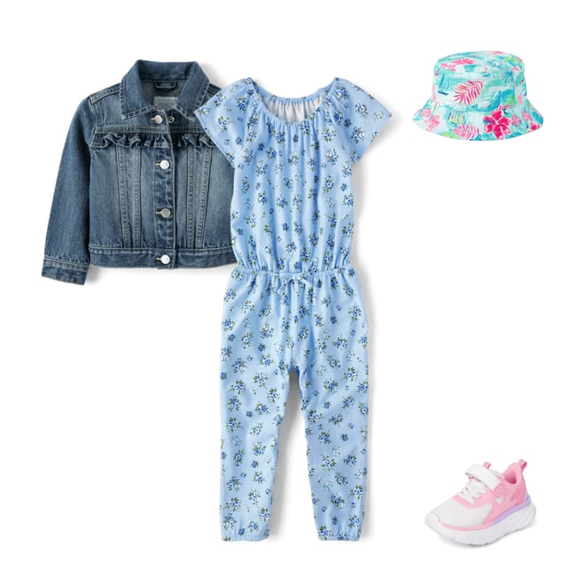 1st bundle featuring 3 items which compliment Baby And Toddler Girls Floral Flutter Jumpsuit