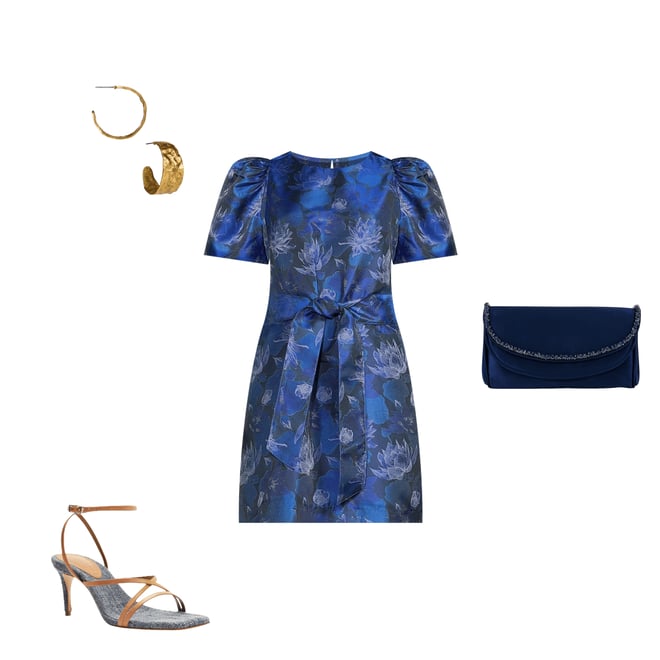 Round neck printed daily shift dress sales