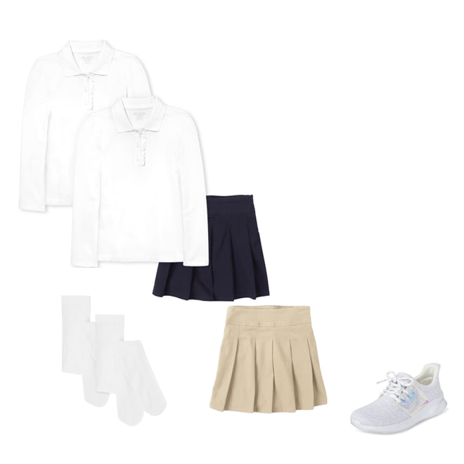 5th bundle featuring 3 items which compliment Girls Uniform Ruffle Pique Polo 2-Pack