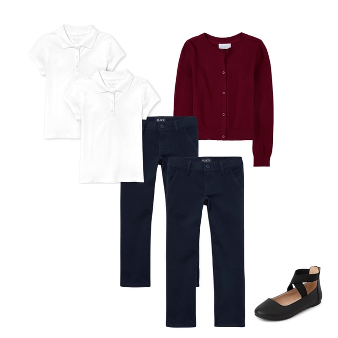 4th bundle featuring 3 items which compliment Girls Uniform Stretch Bootcut Chino Pants 2-Pack