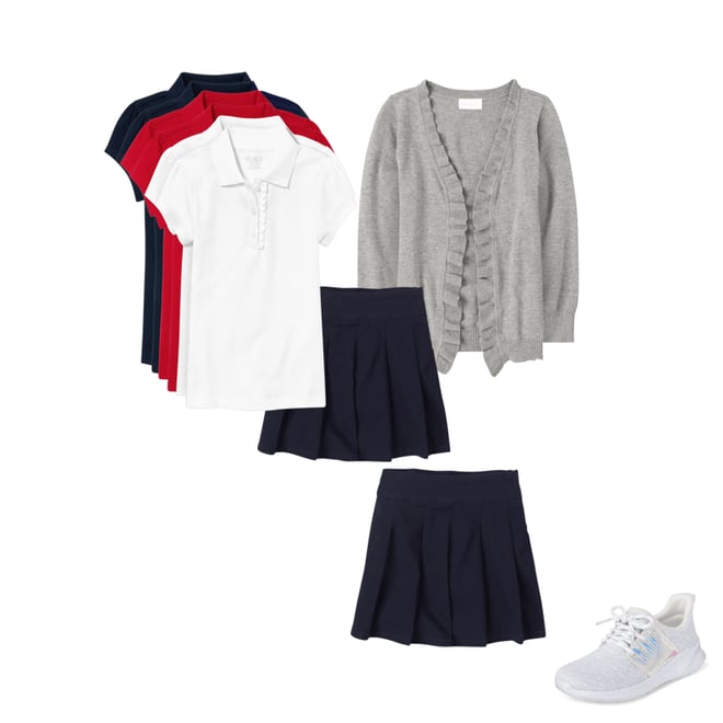 1st bundle featuring 3 items which compliment Girls Uniform Ruffle Pique Polo 6-Pack