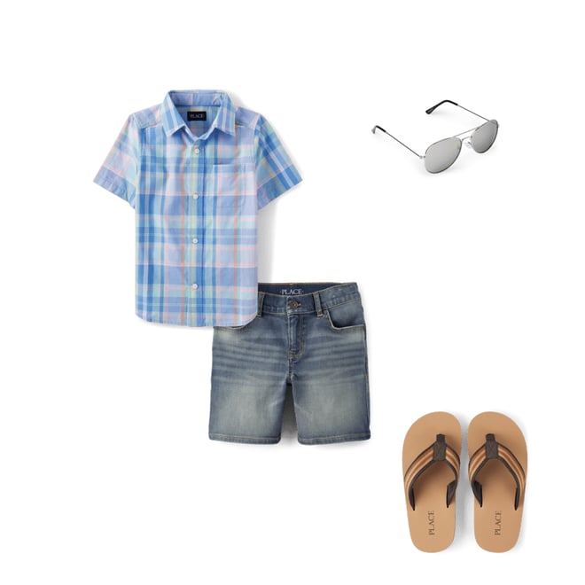 2nd bundle featuring 3 items which compliment Boys Plaid Poplin Button Up Shirt