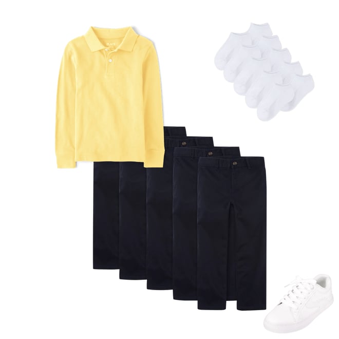 1st bundle featuring 3 items which compliment Boys Uniform Stretch Straight Chino Pants 5-Pack