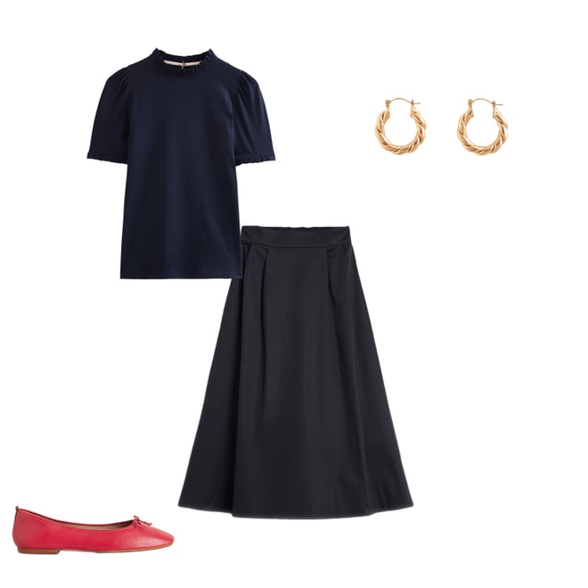 5th bundle featuring 3 items which compliment Isabella Cotton Sateen Skirt-Black
